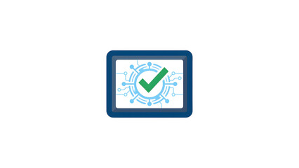 Fototapeta premium Green checkmark on a circuit board
