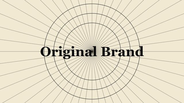 Original brand text animation with circular geometric sunburst 4k background, for corporate identity, and marketing presentations