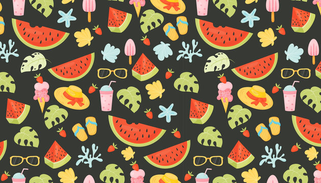 Cartoon image with a recurring pattern about summer