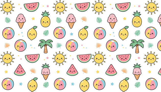 Cartoon image with a recurring pattern about summer