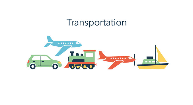 Various Modes of Transportation Vehicles.