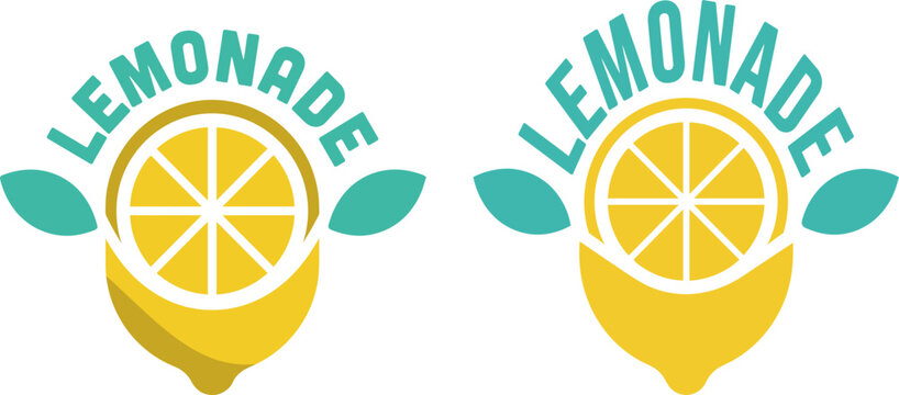 Vibrant lemonade logo illustrations with lemons and green leaves