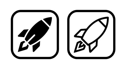 Rocket ship icons inside rounded square frames with isolated navigation exploration © MdDelowar