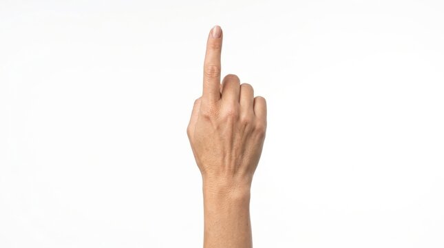 Hand Gesture Signifying One or First with Index Finger Pointing Upward
