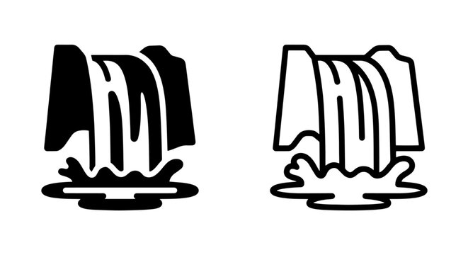 Waterfall nature landscape icon set with waterfall landscape environment outdoors