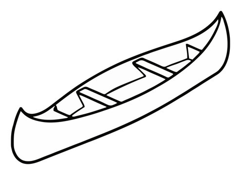 Canoe boat isometric view line art vector icon. Generative AI
