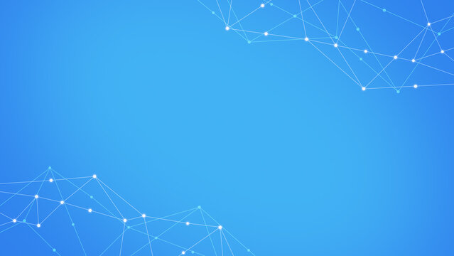 Blue Technology Network Background with Copy Space, Abstract Connected Lines and Nodes, Digital Communication Banner