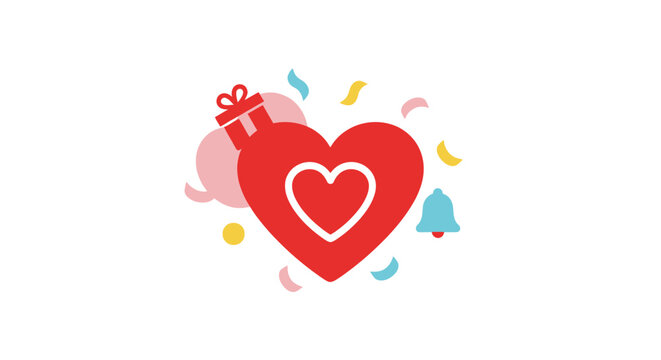 Red heart with white outline symbol.