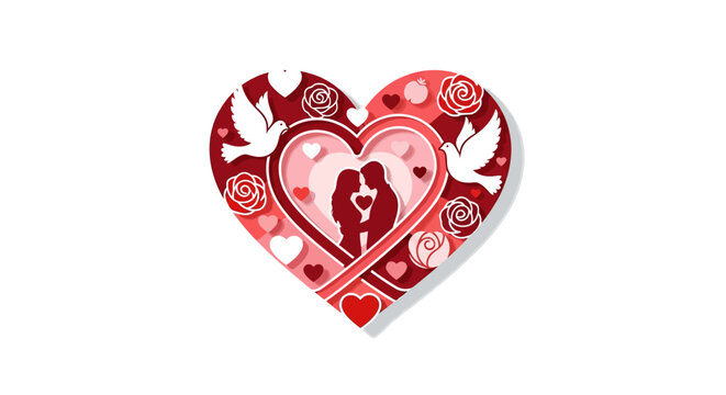 Red heart with love symbols inside.