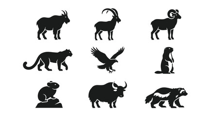 Fototapeta premium Silhouettes of various wild animals.