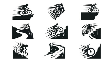 Obraz premium Bicycle Rider Silhouette Speeding Downhill.