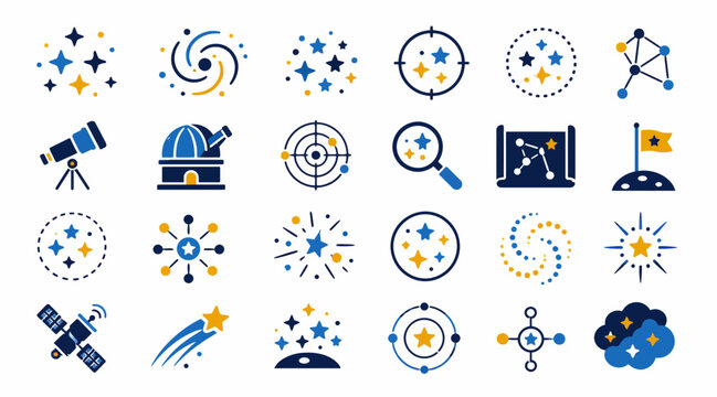 Colorful Space and Science Icons Collection.