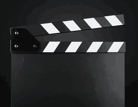 Black film clapper board closeup.