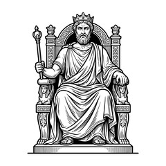Fototapeta premium King sitting on ornate throne holding royal scepter