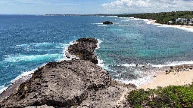 Rocky Coastline and Turquoise Ocean at Mar Chiquita Beach Puerto Rico