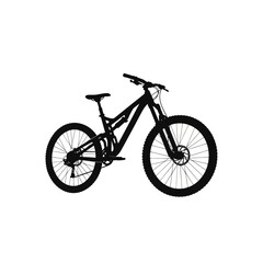 Obraz premium Black Silhouette Vector Illustration of a Modern Full Suspension Mountain Bicycle for Outdoor Adventure and Sports Activities