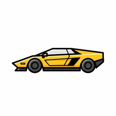 Obraz premium Fast yellow street racing vehicle with aerodynamic wedge shape performance engine for high speed travel and transportation across city roads showing power and control for drivers seeking luxury