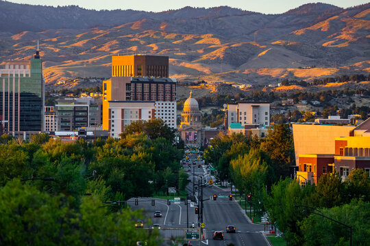 Boise Capitol Boulevard Skyline at Sunset