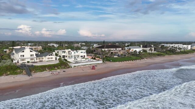 Waves breaking along Ormond Beach in Volusia County, Florida. 