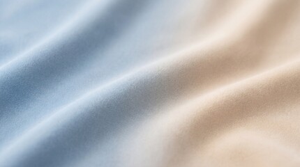 Fototapeta premium Close up of soft blue and beige fabric texture with elegant folds