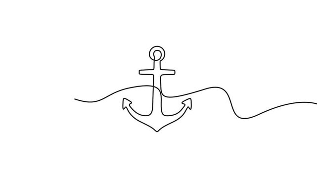 Anchor continuous line drawing vector animation for maritime design concepts