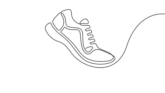Sneaker continuous line drawing vector animation for fitness and footwear design