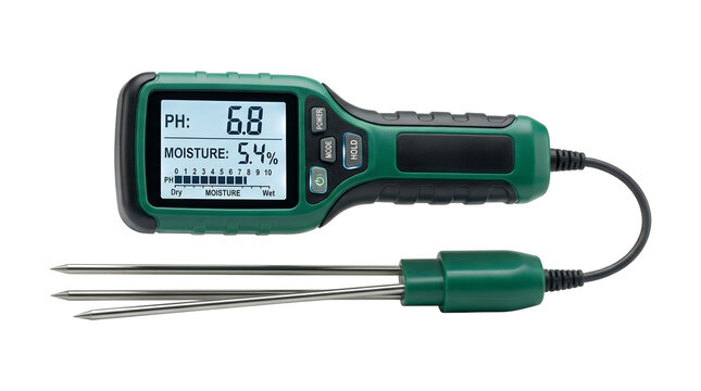 Digital Soil pH and Moisture Meter for Gardening and Agriculture.
