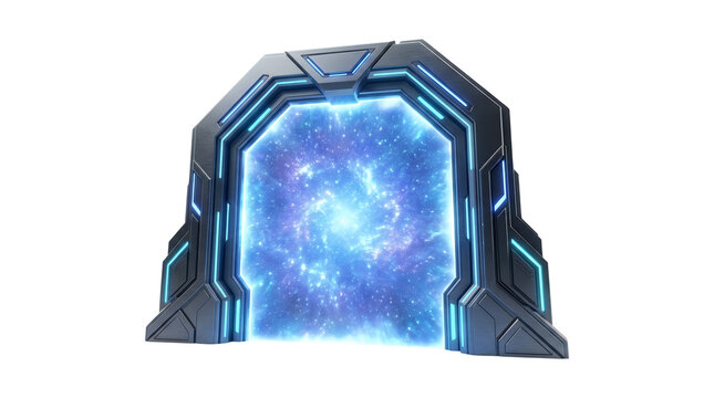 Futuristic scifi portal with glowing energy vortex.