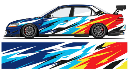 Naklejka premium Colorful racing car with dynamic flame decals design.