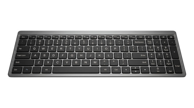 Modern wireless computer keyboard for office work and professional typing.
