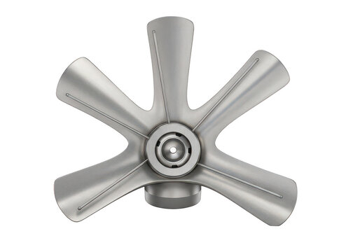 Grey metal impeller on white background isolated on white background