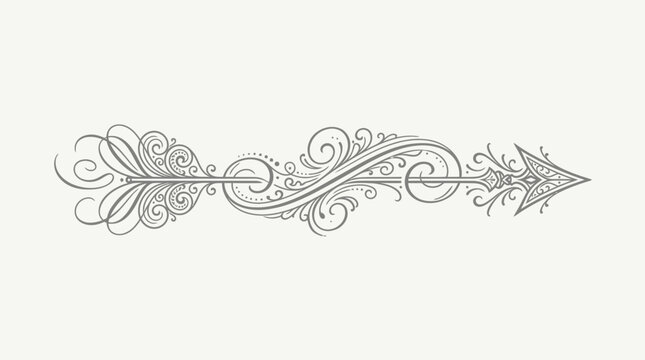 Ornate vintage filigree arrow divider element.
