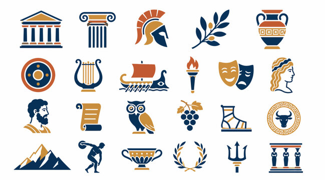 Ancient Greek Symbols and Icons Collection.