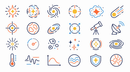 Colorful Flat Design Space and Science Icons Collection. © Wahyu