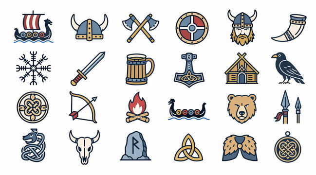 Collection of Viking and Norse Symbols and Icons.