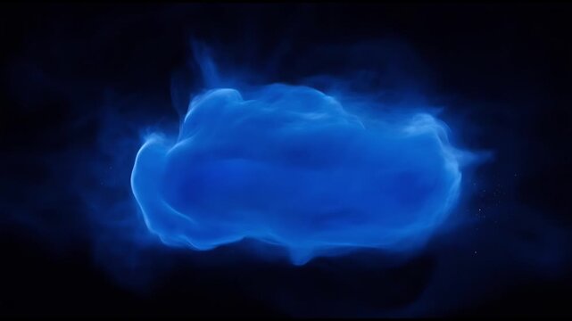 An abstract blue cloud or smoke formation against a dark background, with an ethereal glow