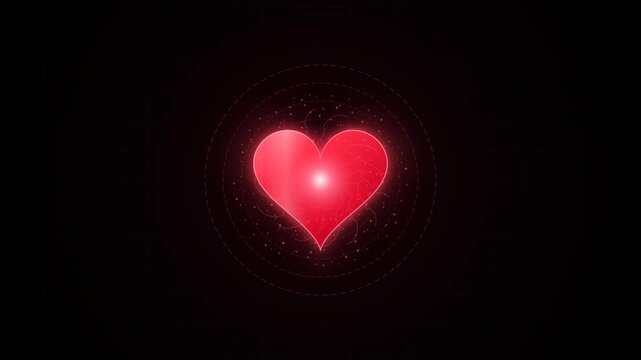 Futuristic Crimson Heart Energy Core Glowing Digital HUD Interface