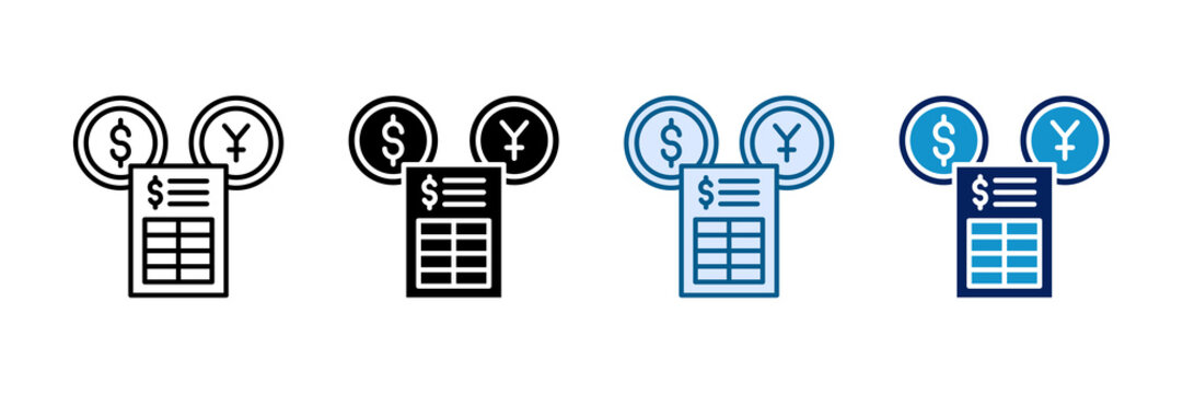 Balance Sheet Icon Set Multiple Style Collection