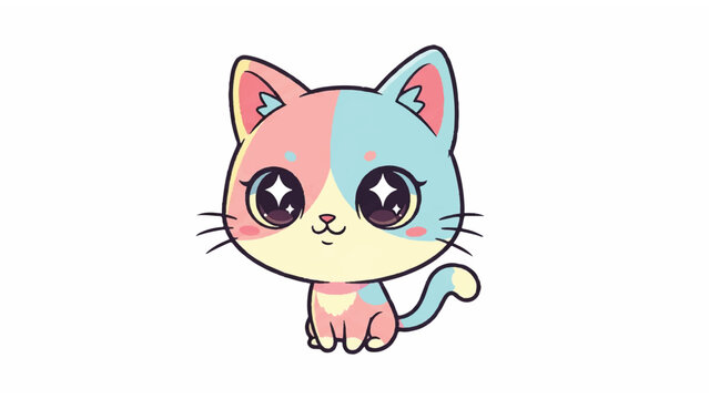 Cute Cartoon Cat with Big Eyes.