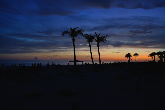 St Petersburg, Florida, USA: 07 03 2026: The landscape of saint Petersburg Madeira Beach in Florida at sun set