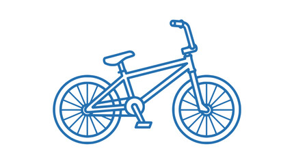 Fototapeta premium Minimalist Blue Line Art BMX Bicycle Icon Isolated on White Background