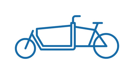 Blue Line Art Cargo Bike Icon Isolated on White Background © Lat