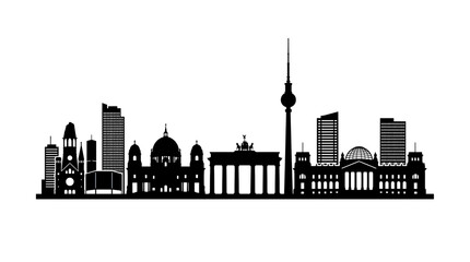 Berlin Skyline Silhouette: Famous Landmarks in Black and White © bagas