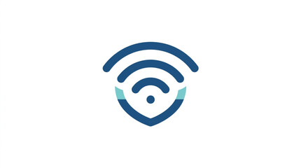 Secure Wi-Fi signal icon with shield emblem. © zada