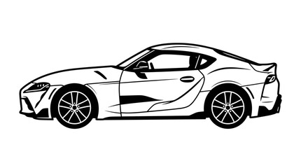 Fototapeta premium Modern Sports Car Silhouette Line Art Illustration.