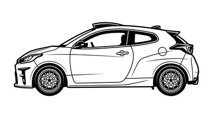 Fototapeta premium Modern Sporty Car Illustration Side View.