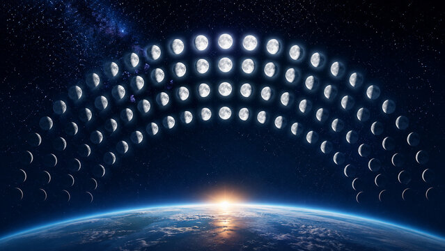 Lunar Calendar with Space Background