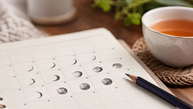 Lunar Calendar Desk Planner Close-Up