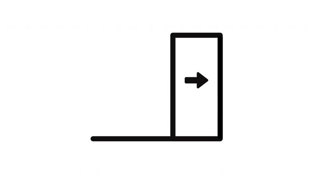 Emergency Exit Sign Line Art Icon Animation for Building Evacuation Concept