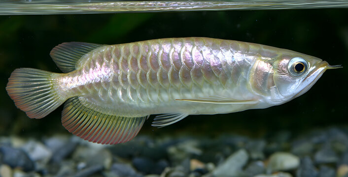 アロワナの幼魚、紅尾金流（水槽）